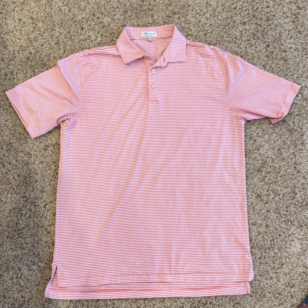 Peter Millar Summer Comfort Striped Polo in Pink and White
